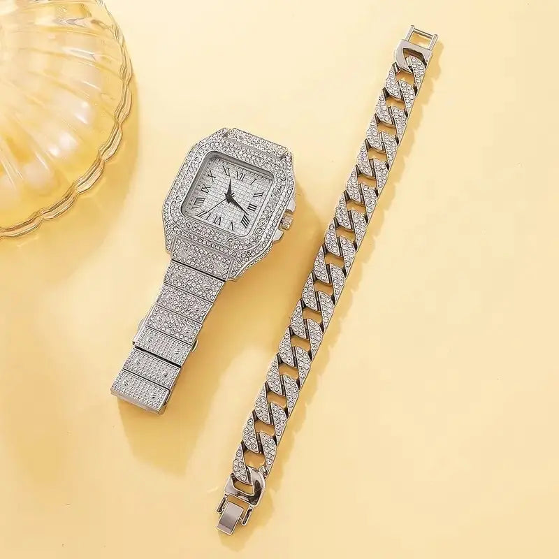 Women's 2pce Diamond Watch & Bracelet Set