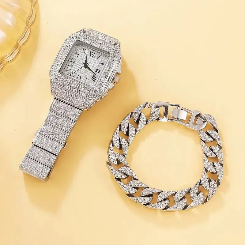 Women's 2pce Diamond Watch & Bracelet Set